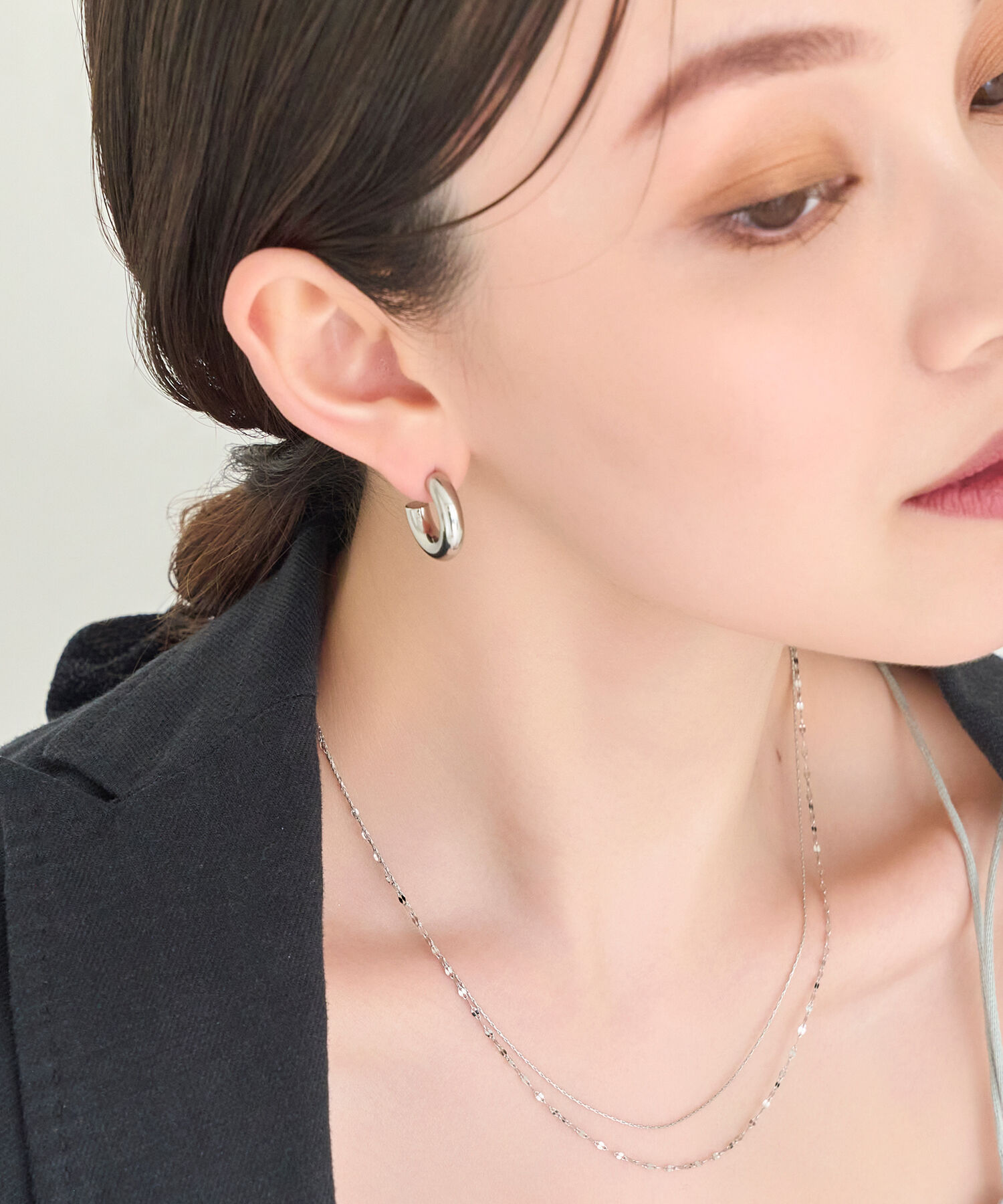 Phoebe「【金属アレルギー対応】ボリュームフープピアス　シルバー/サージカルステンレス」|ピアス|