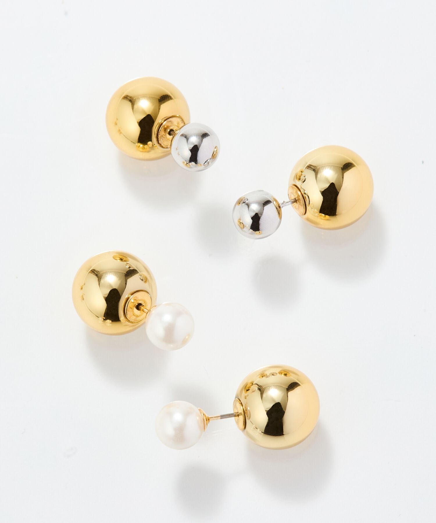 Phoebe「メタルボールバックキャッチピアス　コンビ」|ピアス|