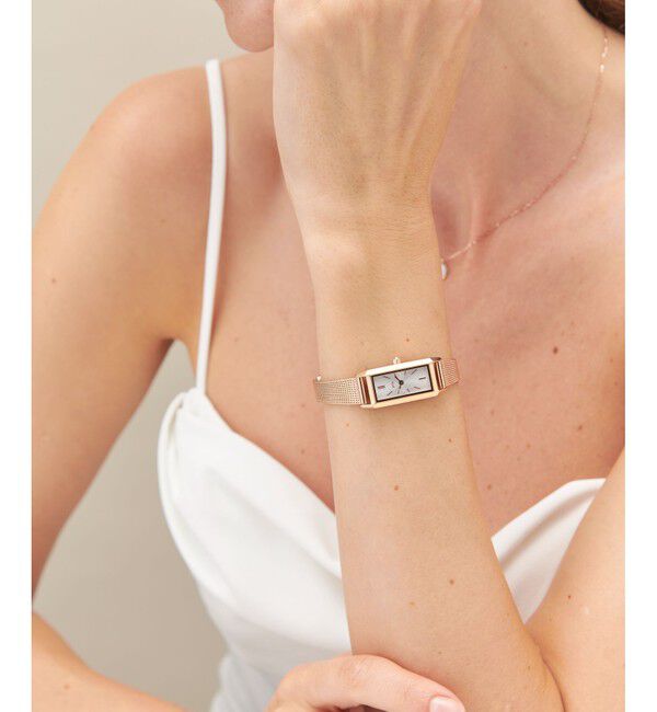 ete「レクタングルフェイス メッシュベルト ウォッチ」|腕時計|