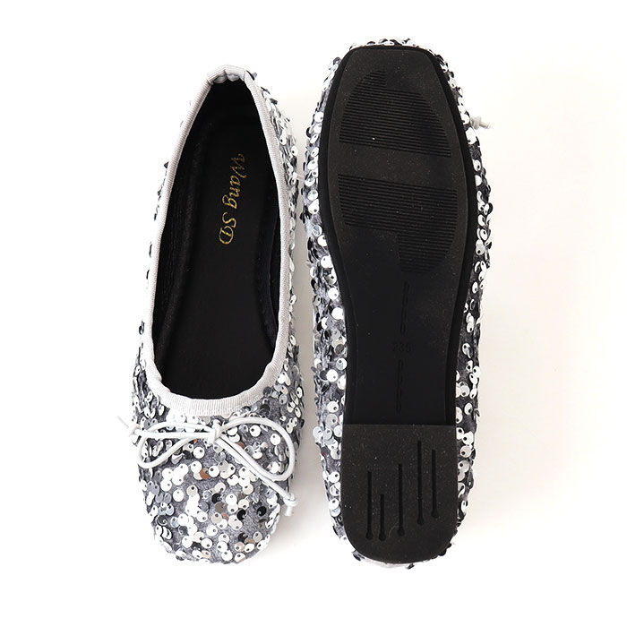 BACKYARD FAMILY「バレエシューズ レディース スパンコール 通販 フラットシューズ 歩きやすい 靴 シューズ」|パンプス|