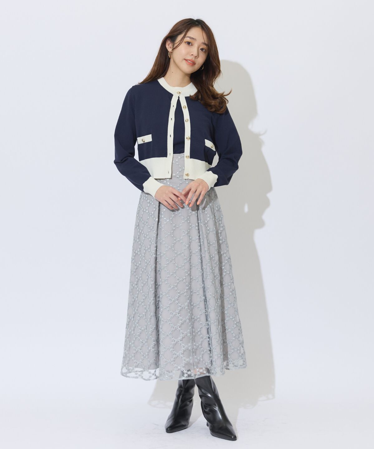 アンドクチュール「ダイヤチュールタックフレアスカート」|フレア|