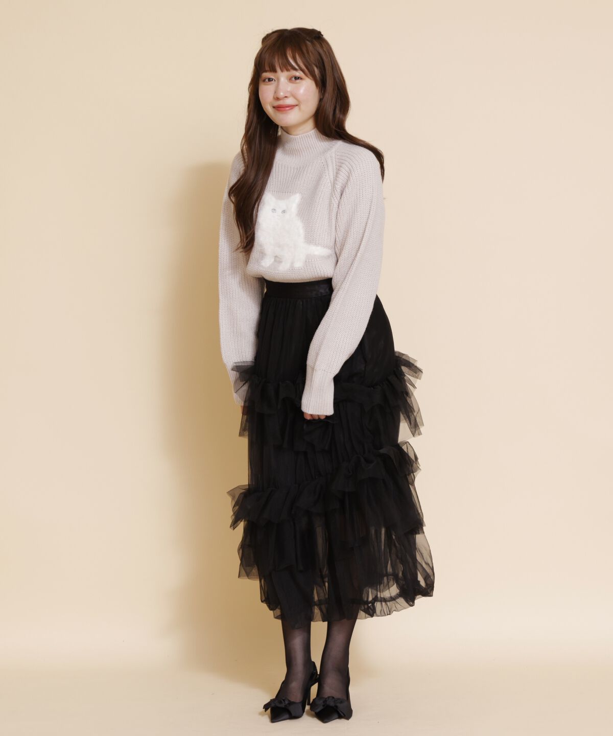 REDYAZEL「チュールフリルティアードスカート」|フレア|