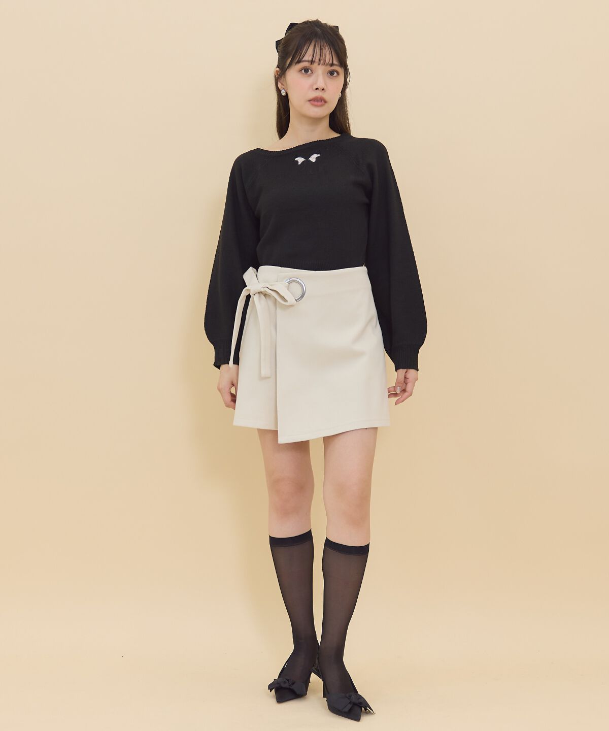 REDYAZEL「ワンショルリボンレースニット」|ニット・セーター|