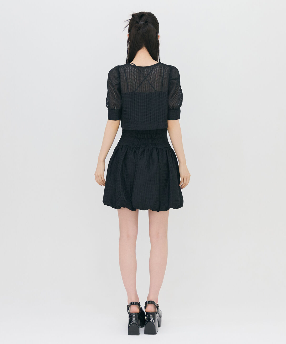 REDYAZEL「メッシュレースショートシャツ&times;バルーンスカートセットアップ」|ワンピース|