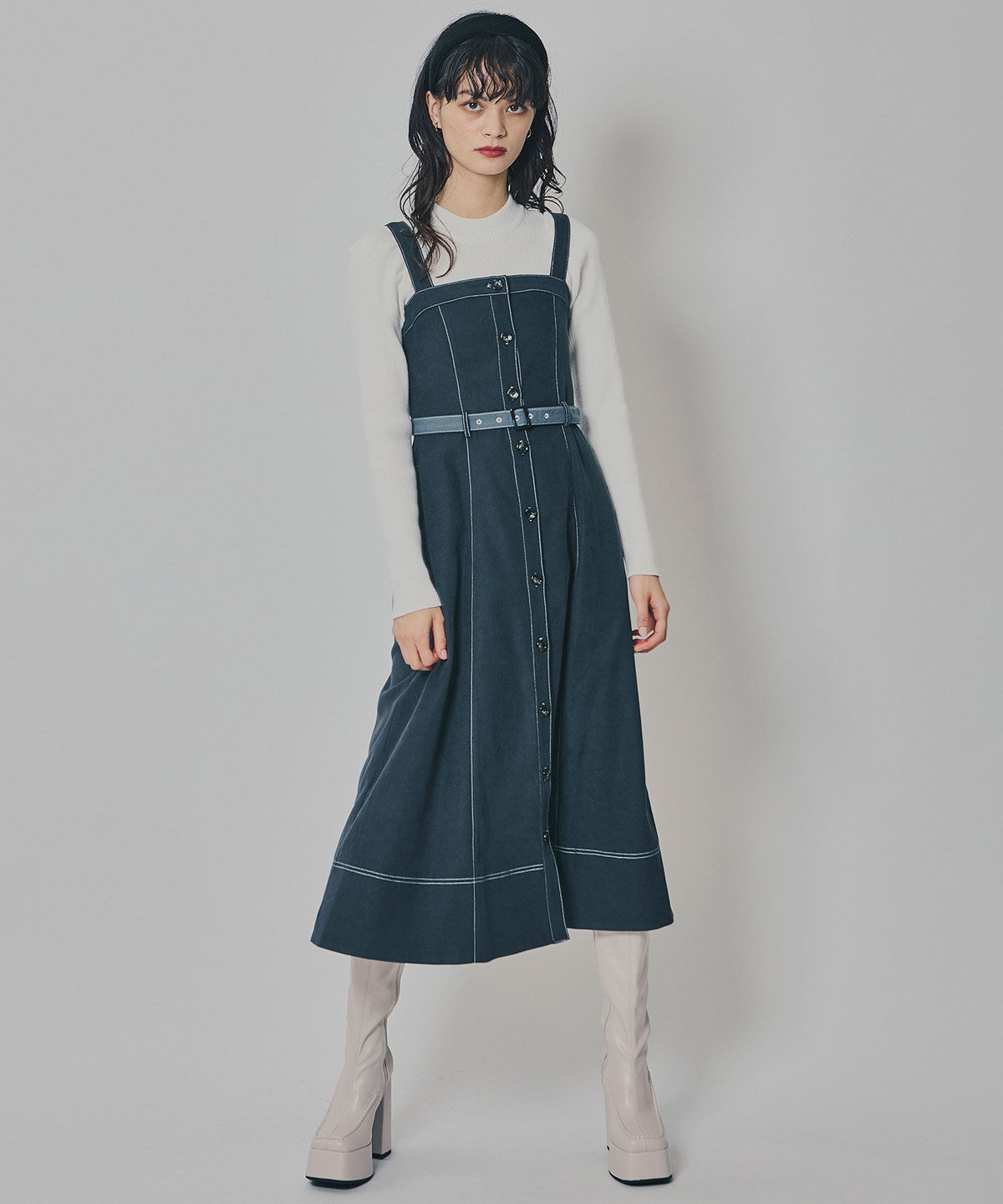 REDYAZEL「スエードライクショートジャケット&times;バイカラーワンピースセットアップ」|ワンピース|