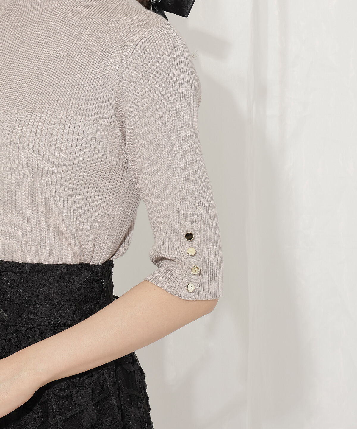 WILLSELECTION「袖口ボタンボトルネックリブニット」|ニット・セーター|