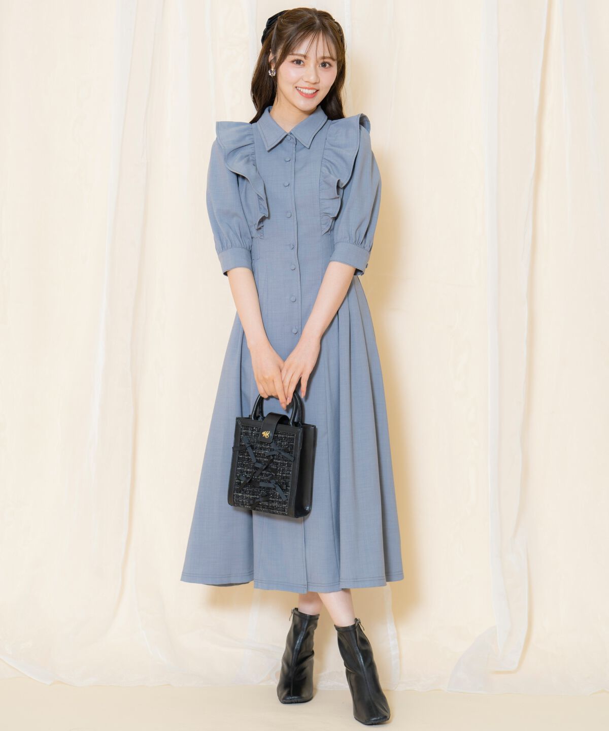 WILLSELECTION「タックウエストフリルシャツワンピース」|ワンピース|