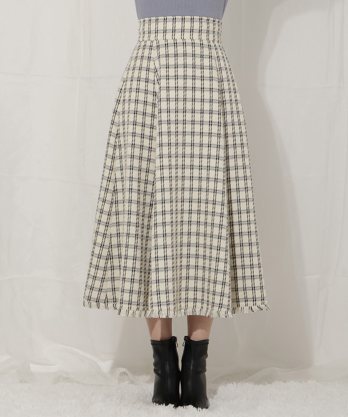 WILLSELECTION「フリンジチェック柄スカート」|フレア|