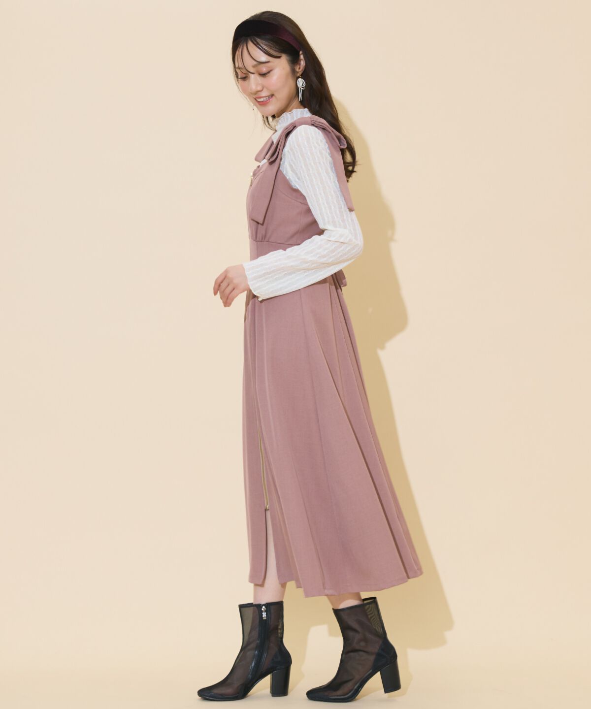 WILLSELECTION「ショルダーリボンフロントZIPワンピース」|ワンピース|