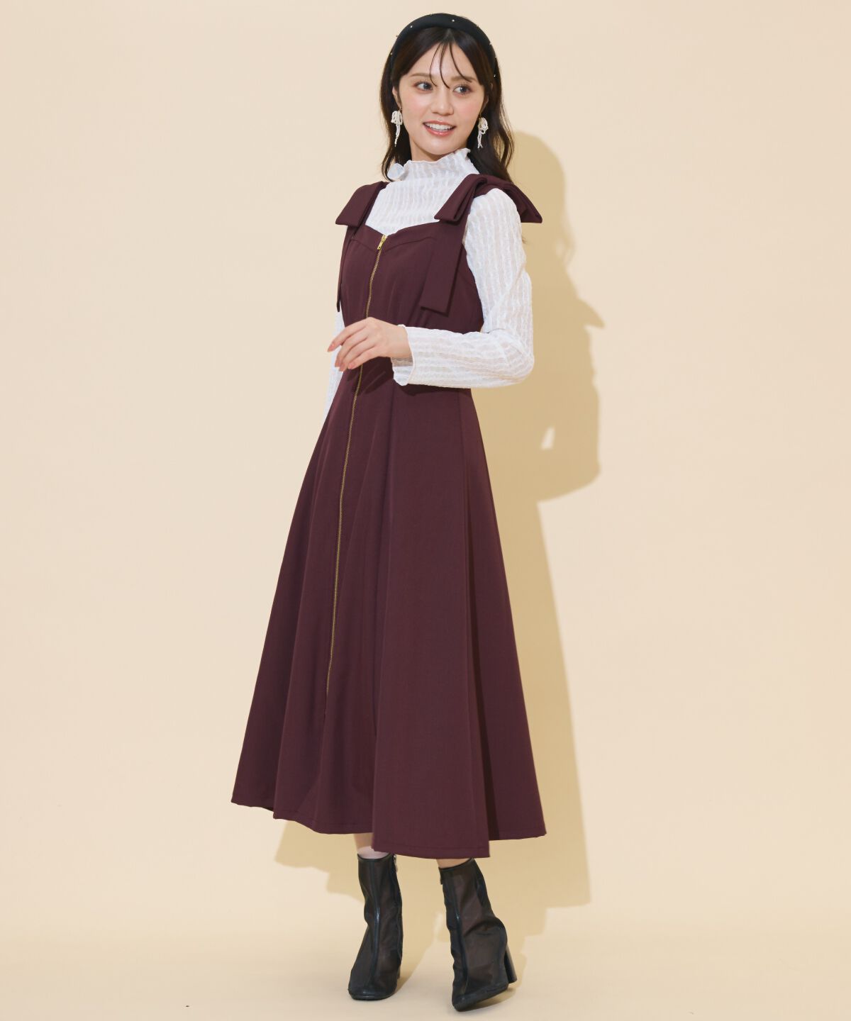 WILLSELECTION「ショルダーリボンフロントZIPワンピース」|ワンピース|