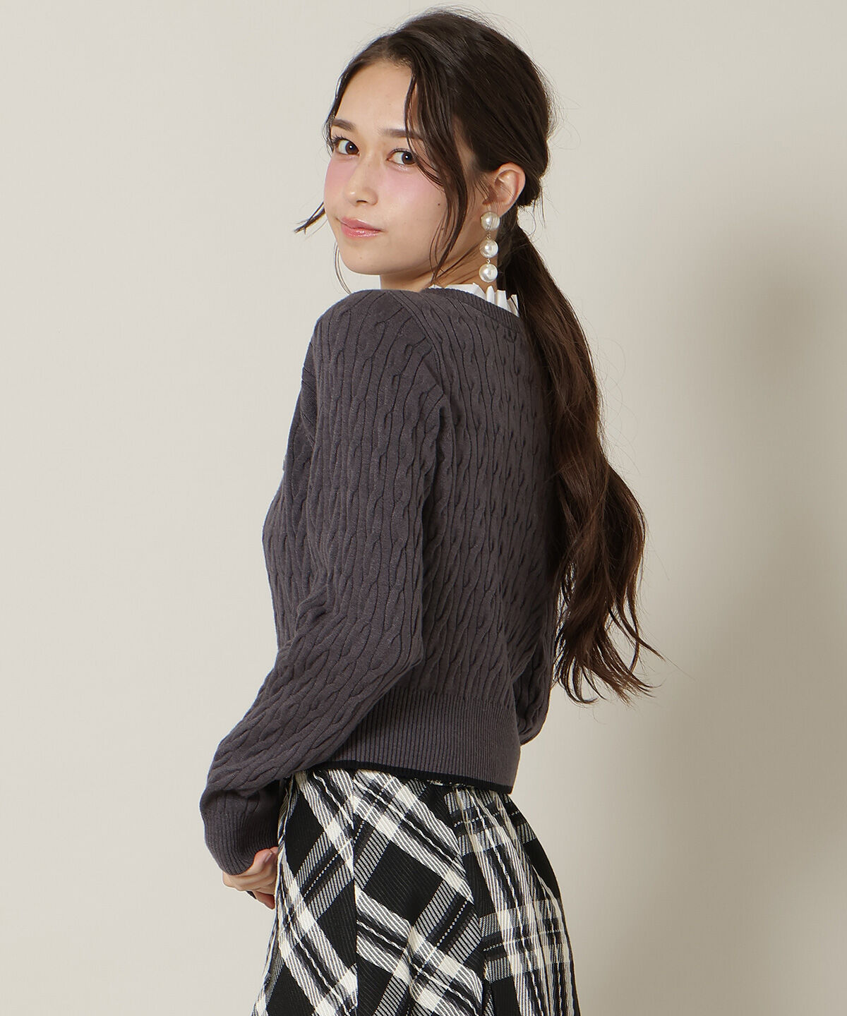 WILLSELECTION「フリルレイヤードケーブルニット」|ニット・セーター|