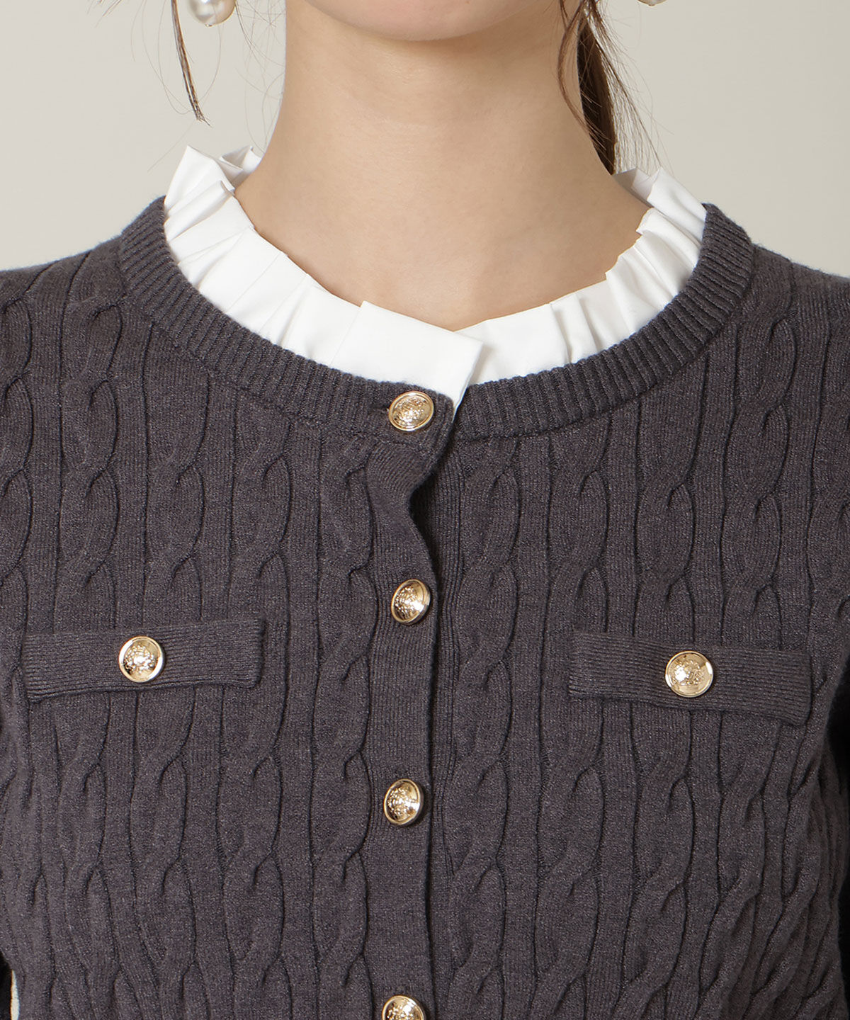 WILLSELECTION「フリルレイヤードケーブルニット」|ニット・セーター|