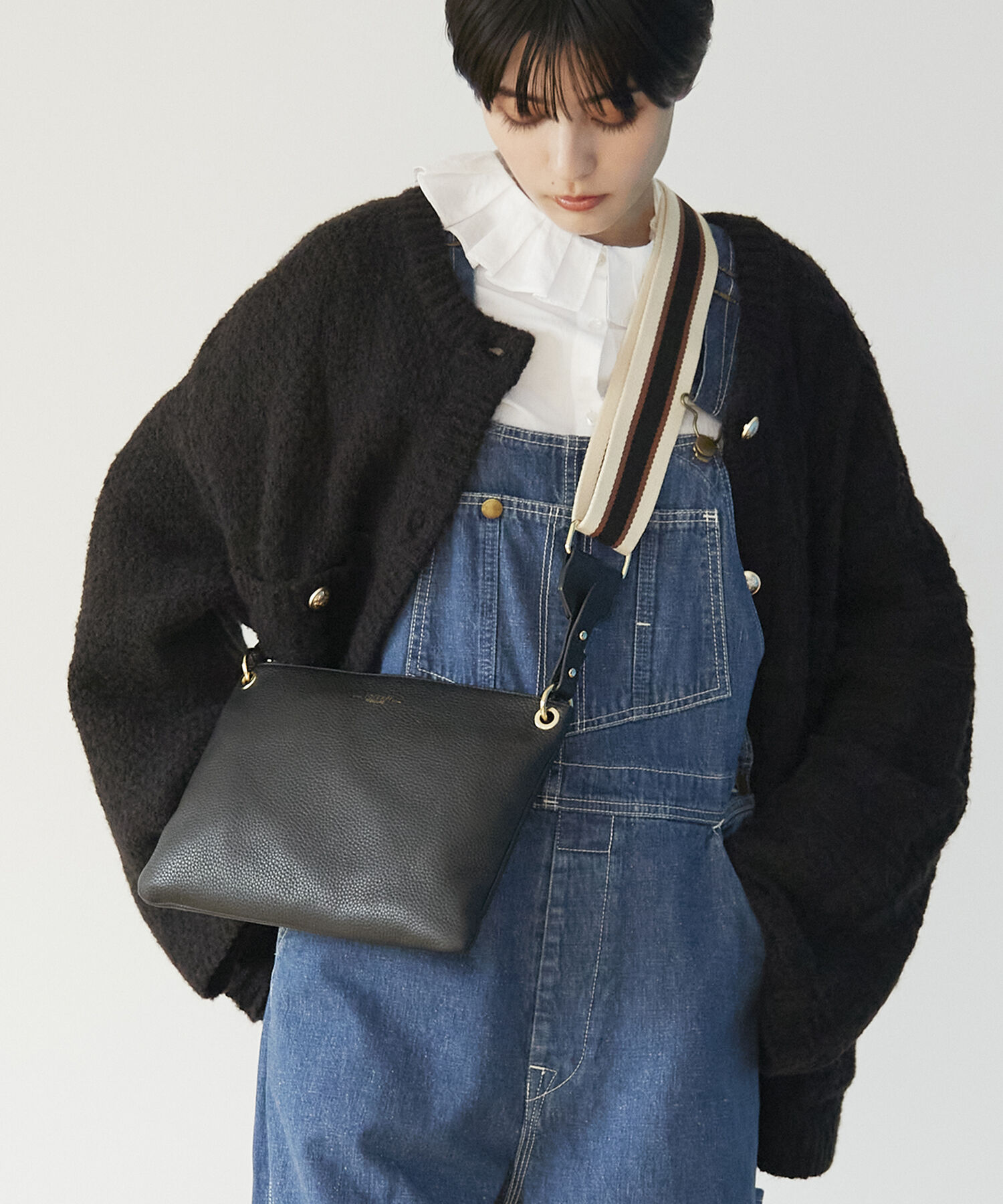 TOPKAPI TREASURE「ストライプベルト・レザー2wayショルダーバッグ」|ショルダー・メッセンジャー|ブラック