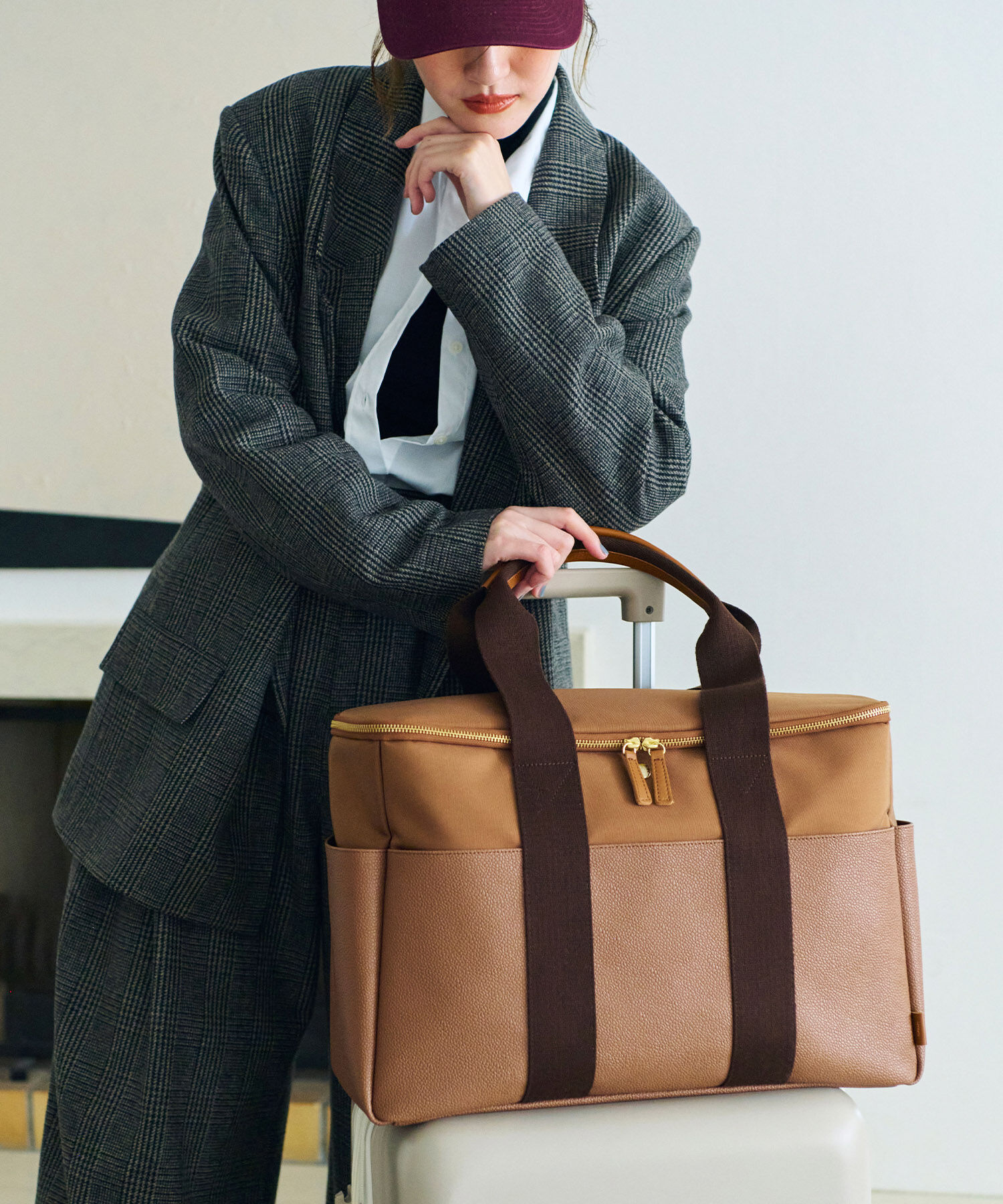 TOPKAPI BREATH「【Breath TOPKAPI】スコッチグレインペリカン ボストン バッグ キャリー対応 / 旅行 バッグ」|ボストンバッグ|ブラウン