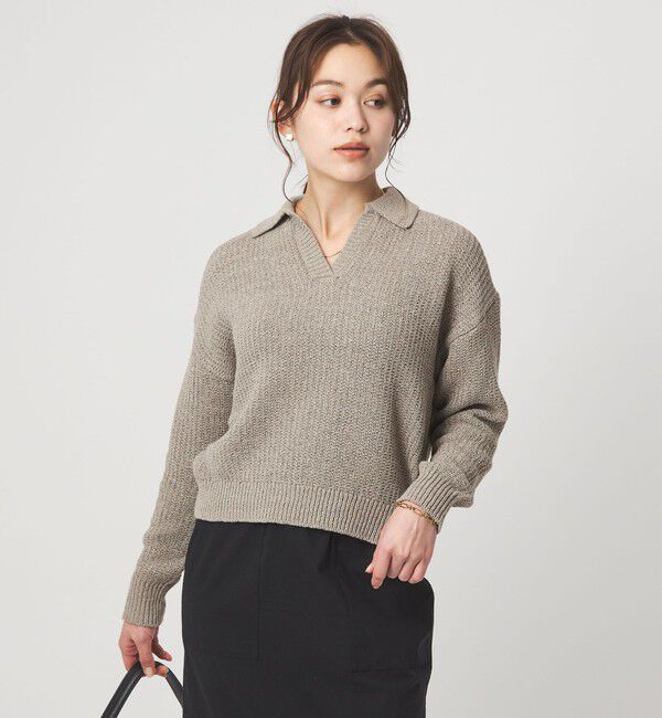 UNITED ARROWS green label relaxing「テープヤーン スキッパー プルオーバー ニット ウォッシャブル」|ニット・セーター|