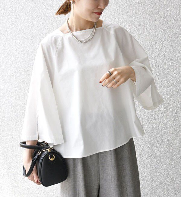 SHIPS any「SHIPS any:〈洗濯機可能〉REPREVE ボートネック フレアスリーブ ブラウス」|シャツ・ブラウス|