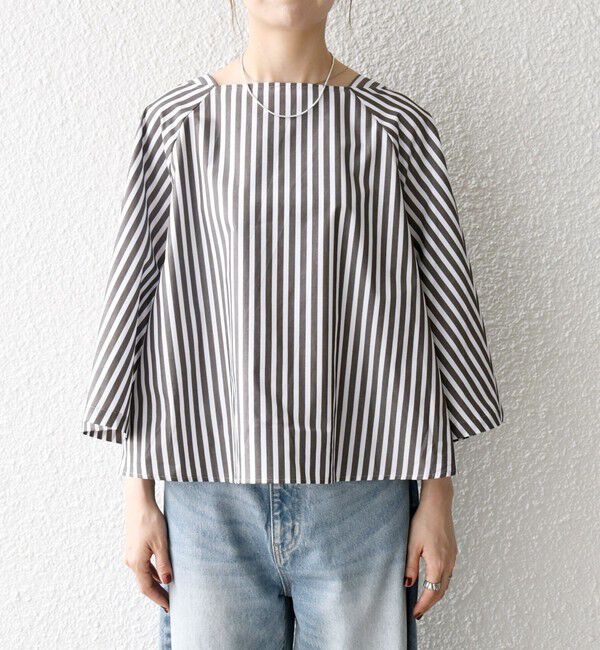 SHIPS any「SHIPS any:〈洗濯機可能〉REPREVE ボートネック フレアスリーブ ブラウス」|シャツ・ブラウス|