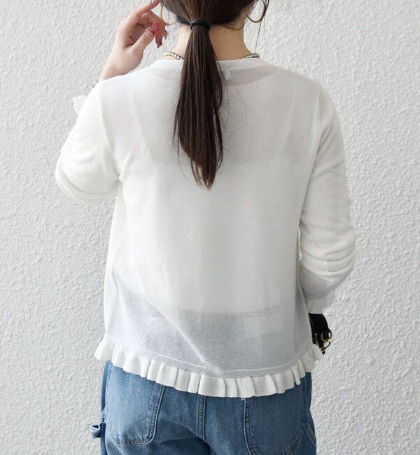 SHIPS any「SHIPS any:〈手洗い可能〉コットン ミックス シアー フリル カーディガン」|カーディガン|