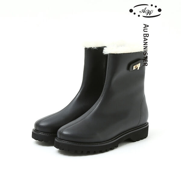 AU BANNISTER「【晴雨兼用】タンクソールボアブーツ」|ショートブーツ|ブラック