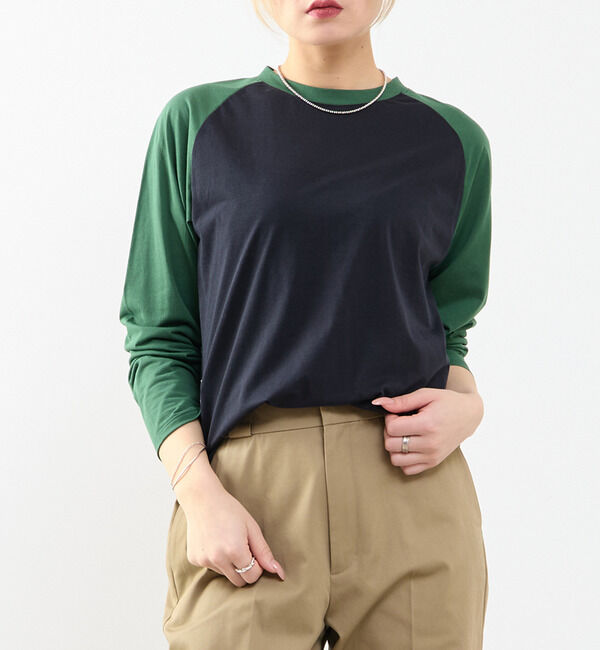 SOFFITTO「【A_/エース】カーブヘムベースボールTシャツ」|Tシャツ・カットソー|ネイビー