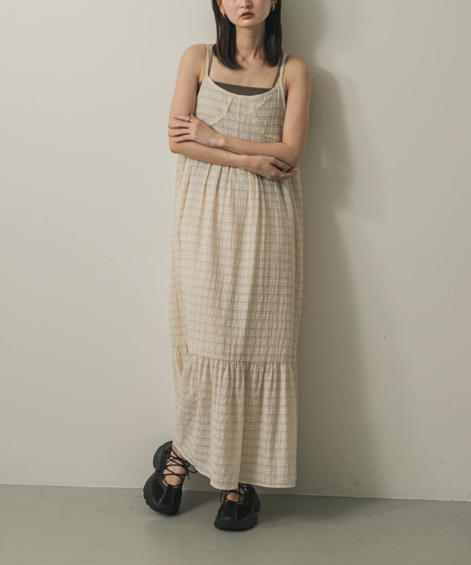 SENSE OF PLACE by URBAN RESEARCH「チェックジャガードキャミワンピース」|ワンピース|