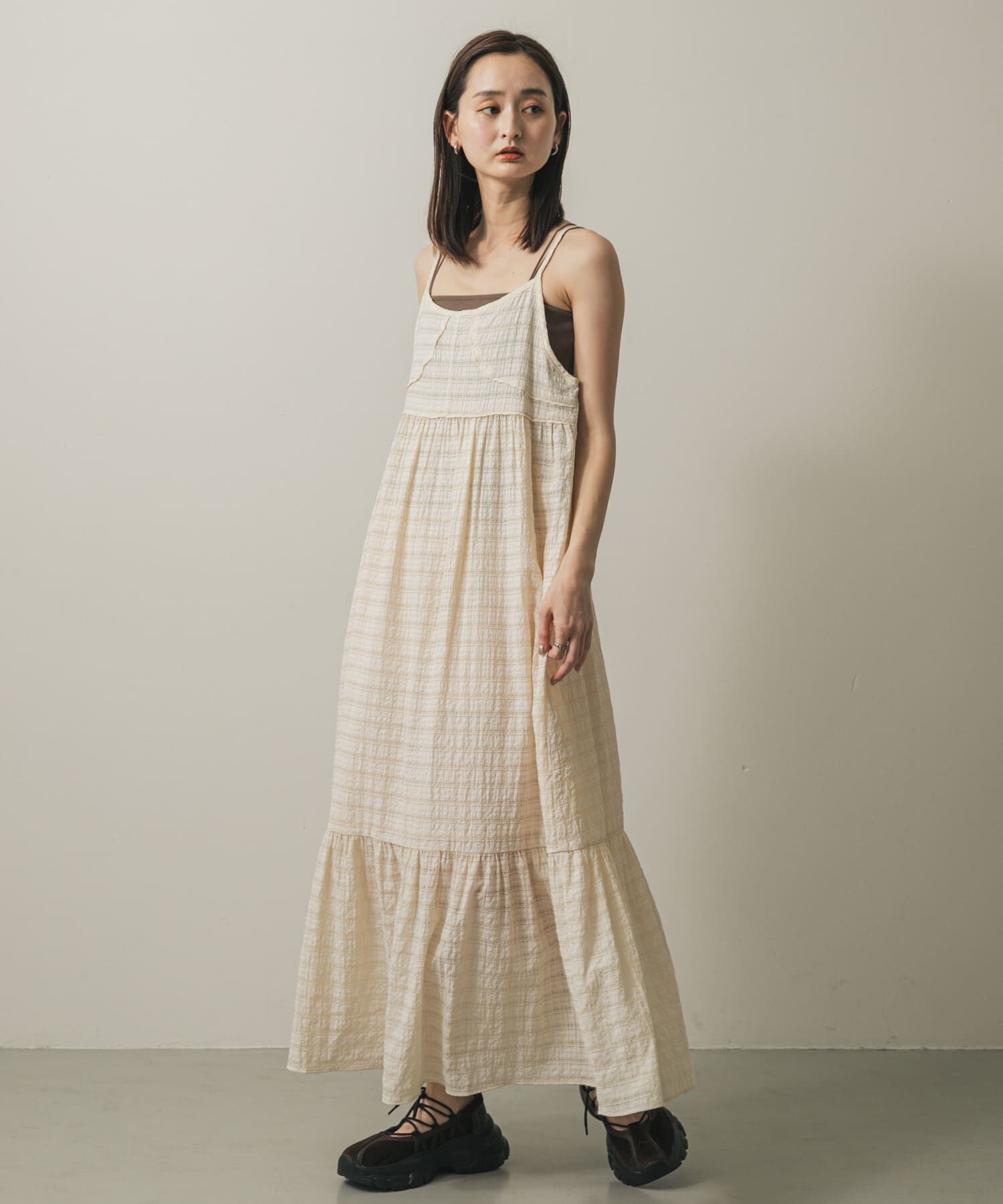 SENSE OF PLACE by URBAN RESEARCH「チェックジャガードキャミワンピース」|ワンピース|