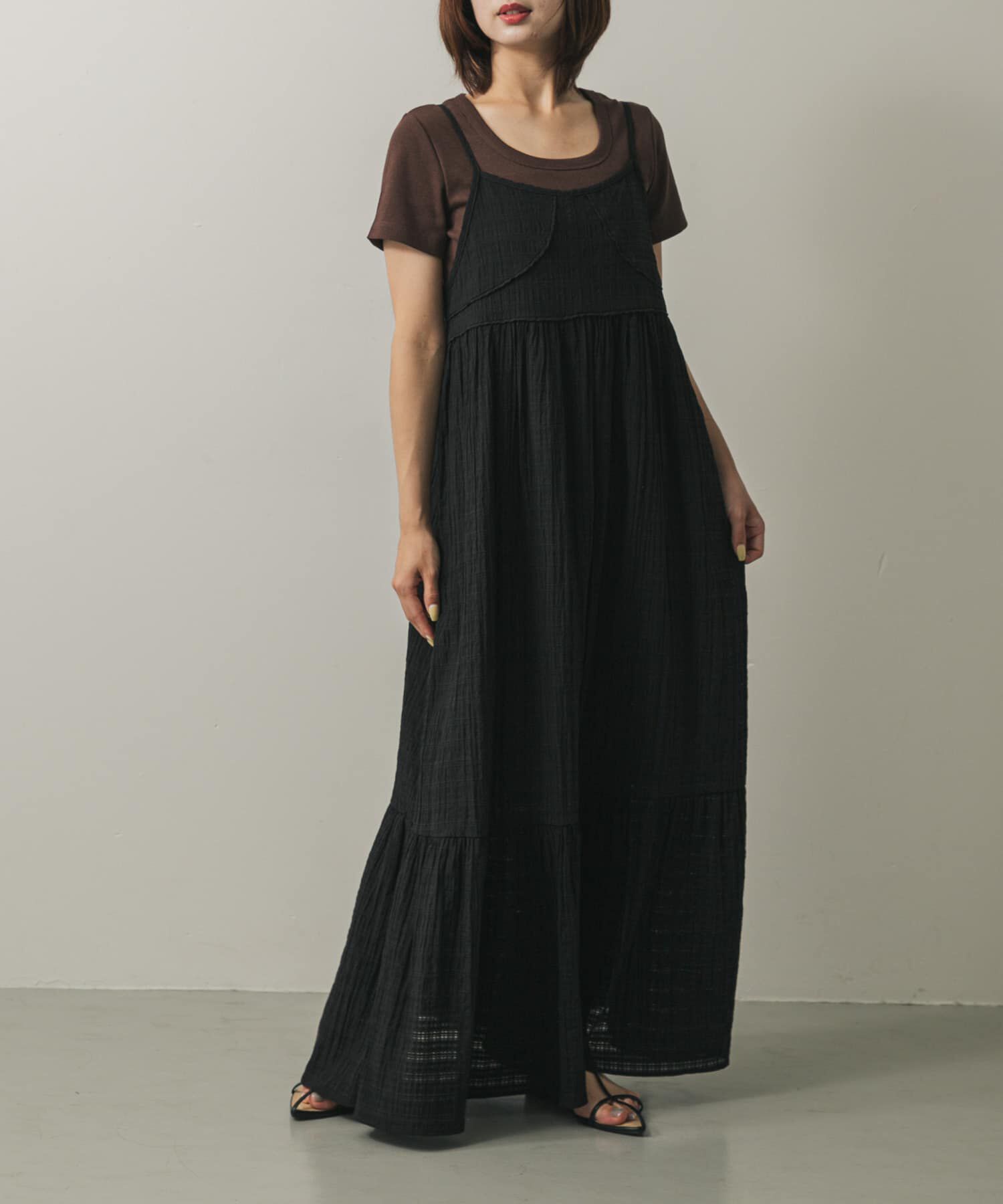 SENSE OF PLACE by URBAN RESEARCH「チェックジャガードキャミワンピース」|ワンピース|ブラック