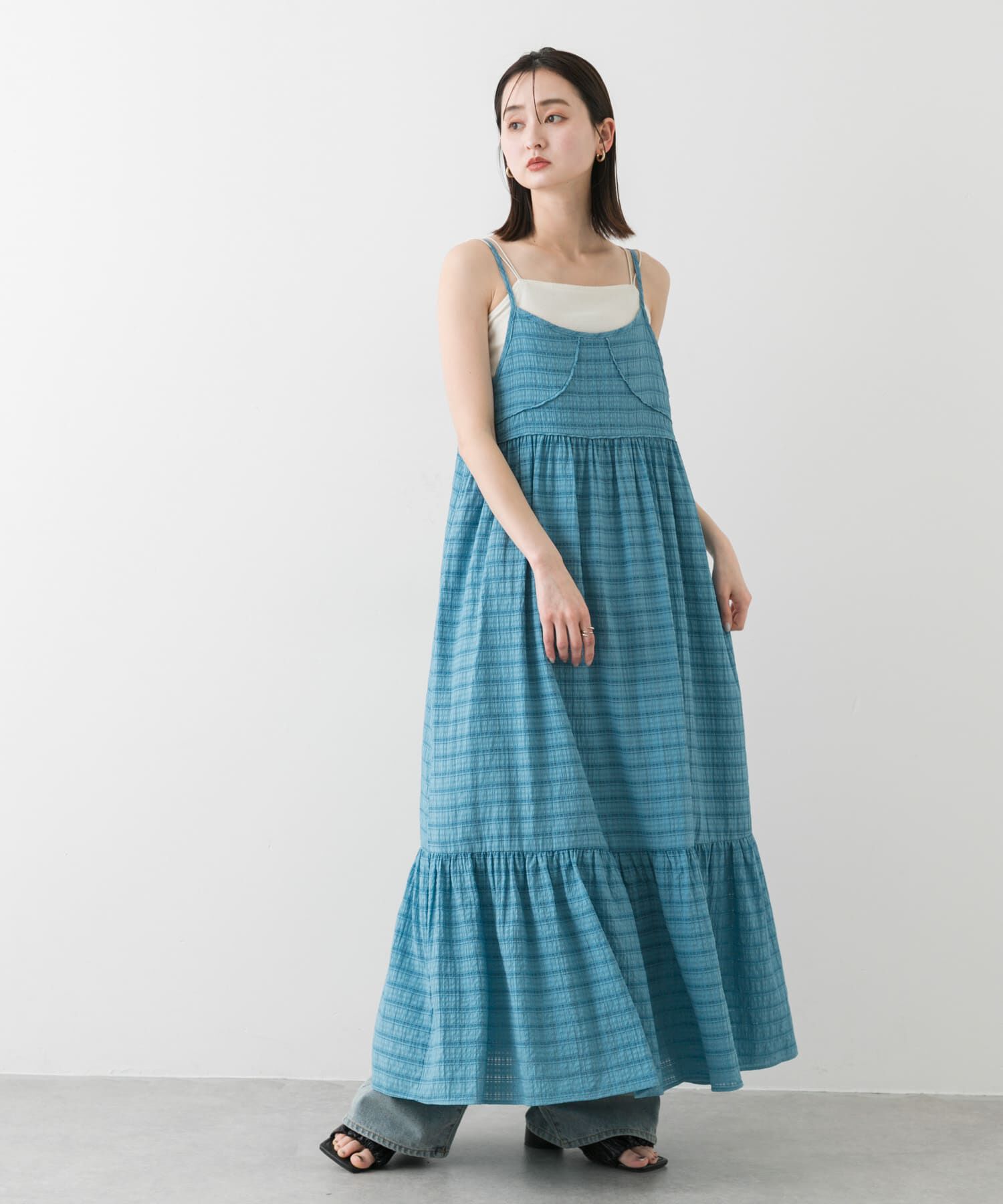 SENSE OF PLACE by URBAN RESEARCH「チェックジャガードキャミワンピース」|ワンピース|