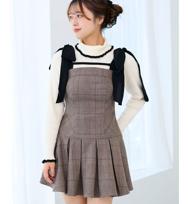  「ショルダーリボンミニワンピース」|ワンピース|