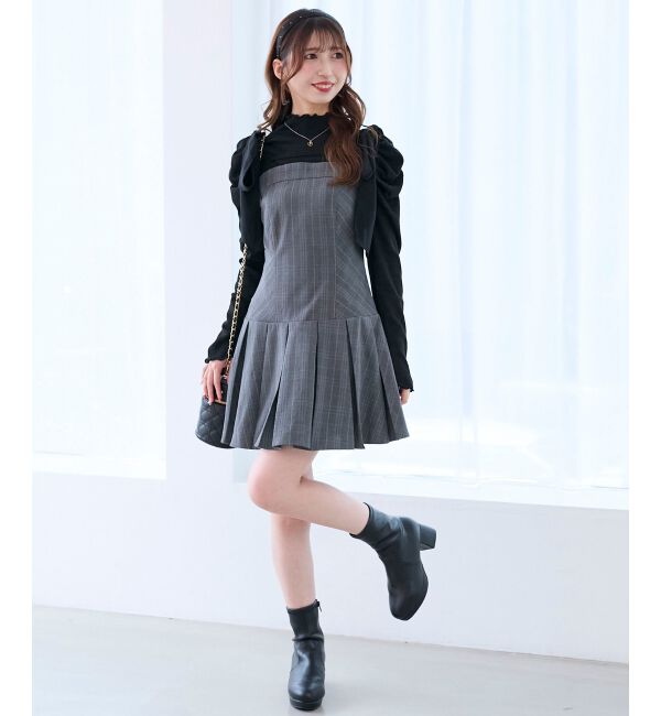  「ショルダーリボンミニワンピース」|ワンピース|