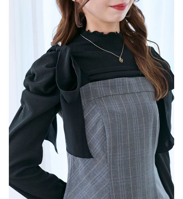  「ショルダーリボンミニワンピース」|ワンピース|