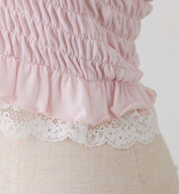  「カップ付きレースシャーリングキャミソール」|プルオーバー|