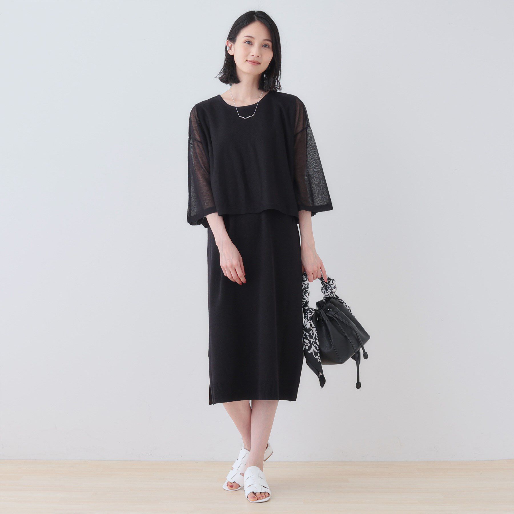 INDIVI「【2点セット】前後2WAYニットワンピース」|ワンピース|