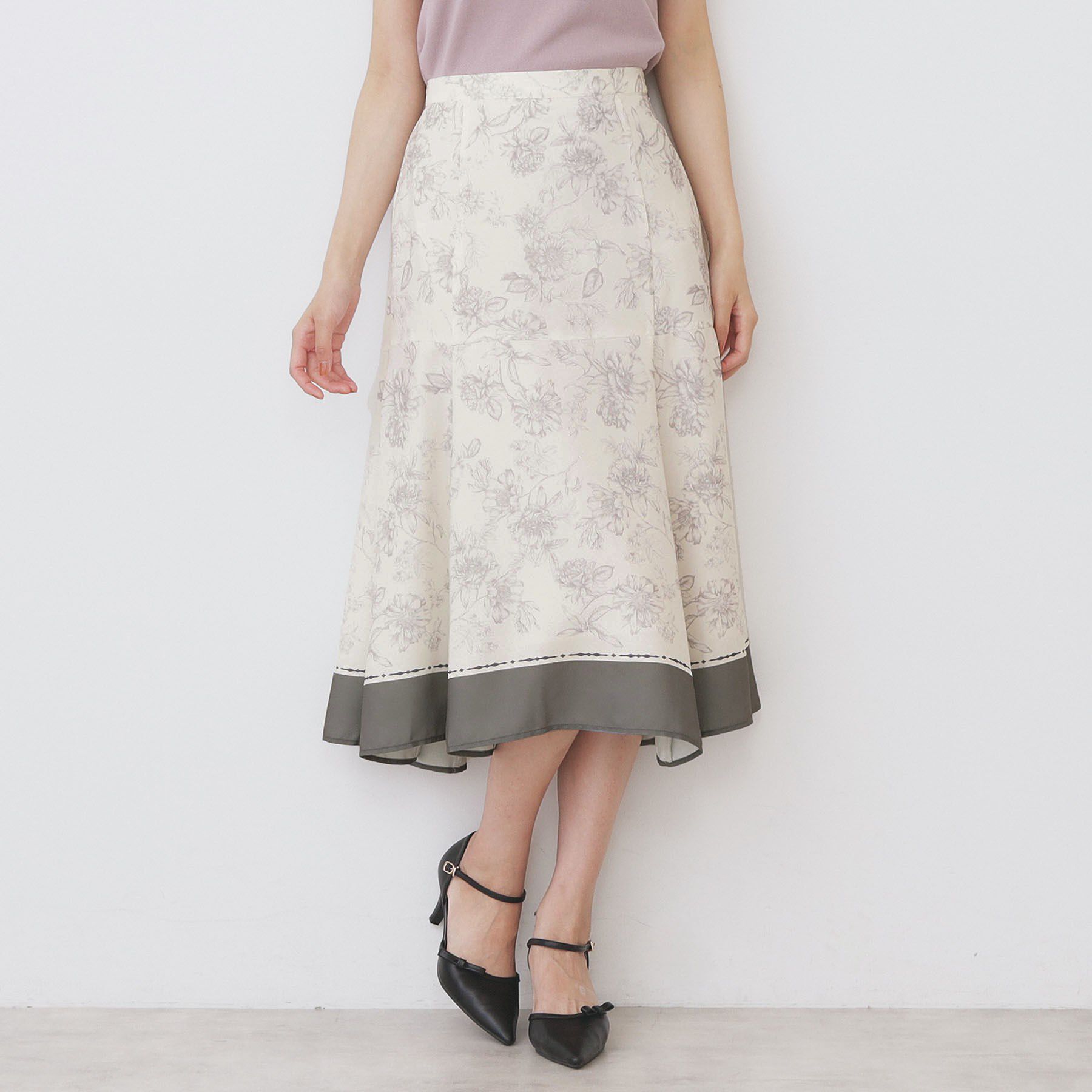 index「パネルフラワープリントフレアスカート【洗濯機洗い可/イージーアイロン】」|スカート|