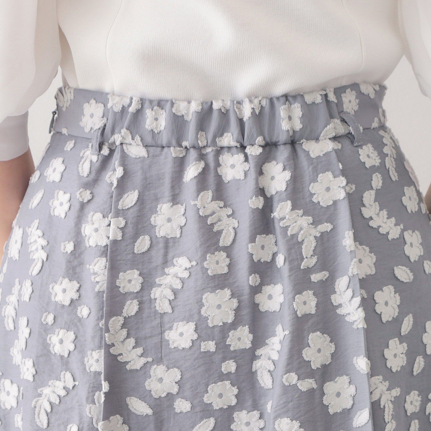 index「麻調花柄ジャカードフレアスカート【ハンドウォッシャブル】」|スカート|