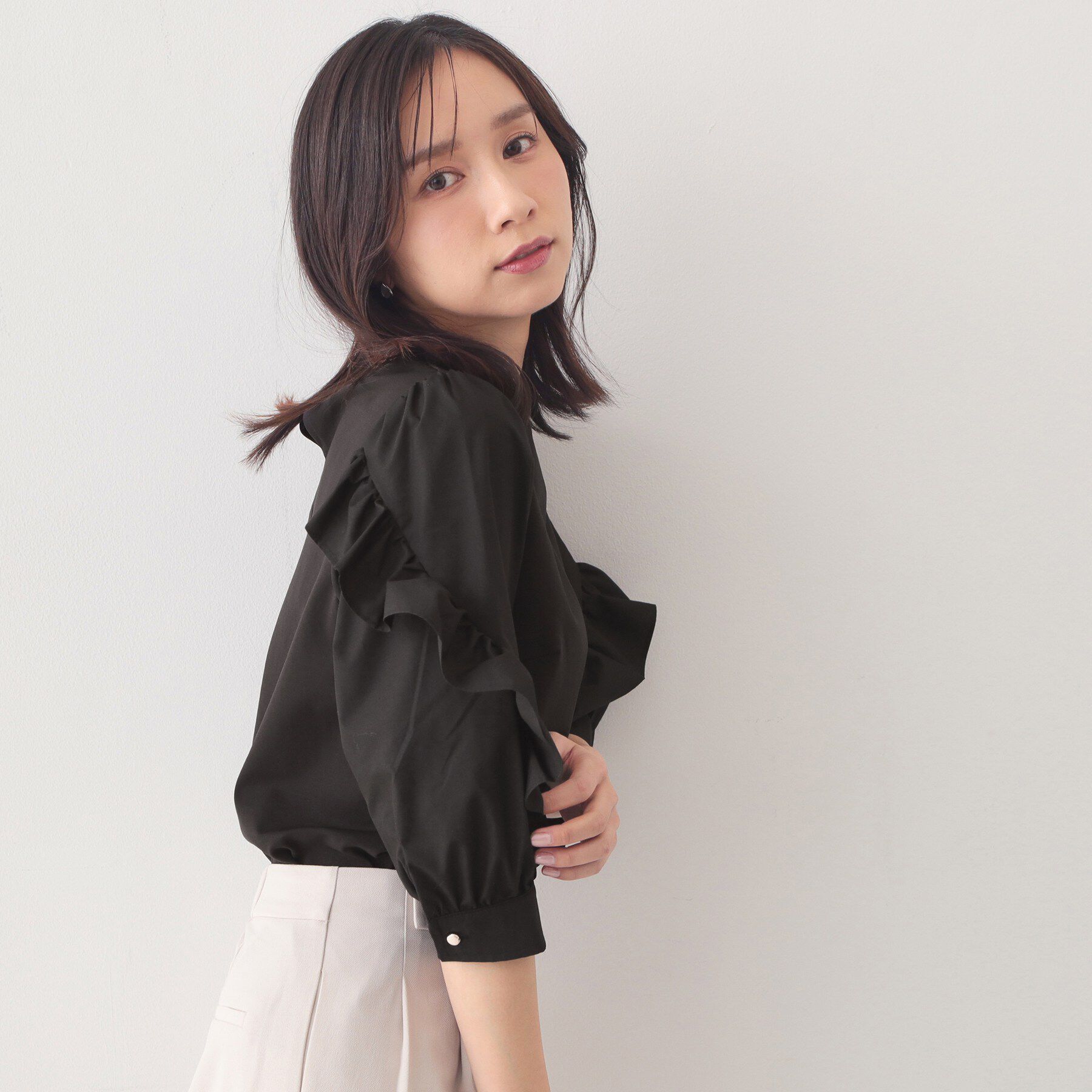 index「フリルスリーブドッキングポンチトップス【洗濯機OK】」|Tシャツ・カットソー|