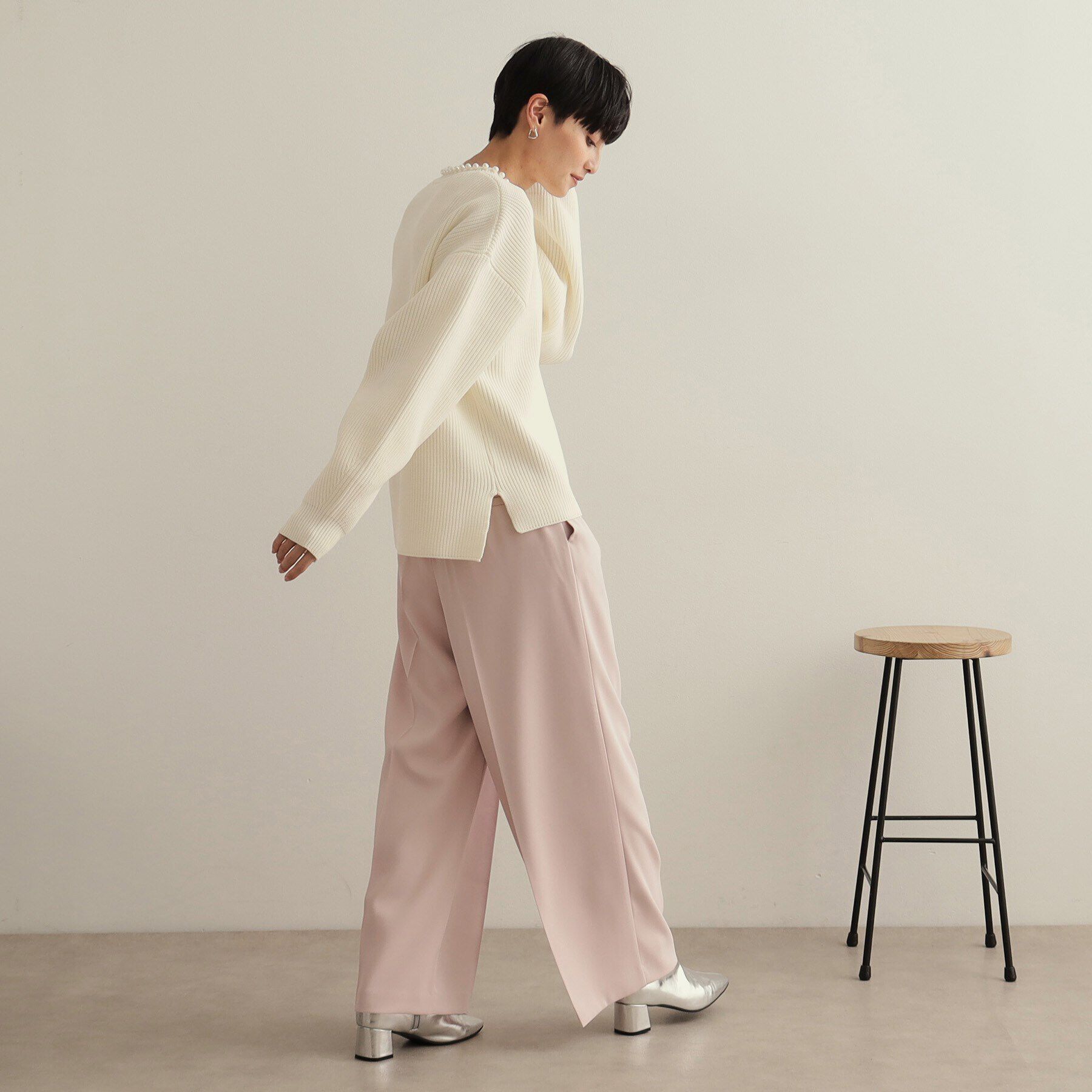 OPAQUE.CLIP「パール調ボタン付ニット【洗濯機洗い可/抗ピル】」|ニット・セーター|