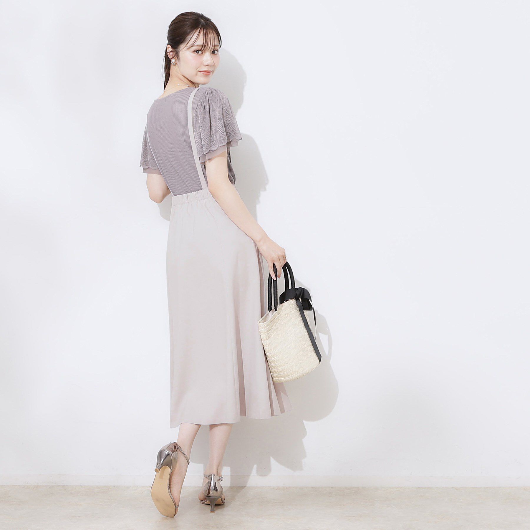 Couture broach「【2WAY・通勤・きれいめ】リネンライク サス付きスカート」|ジャンパースカート|