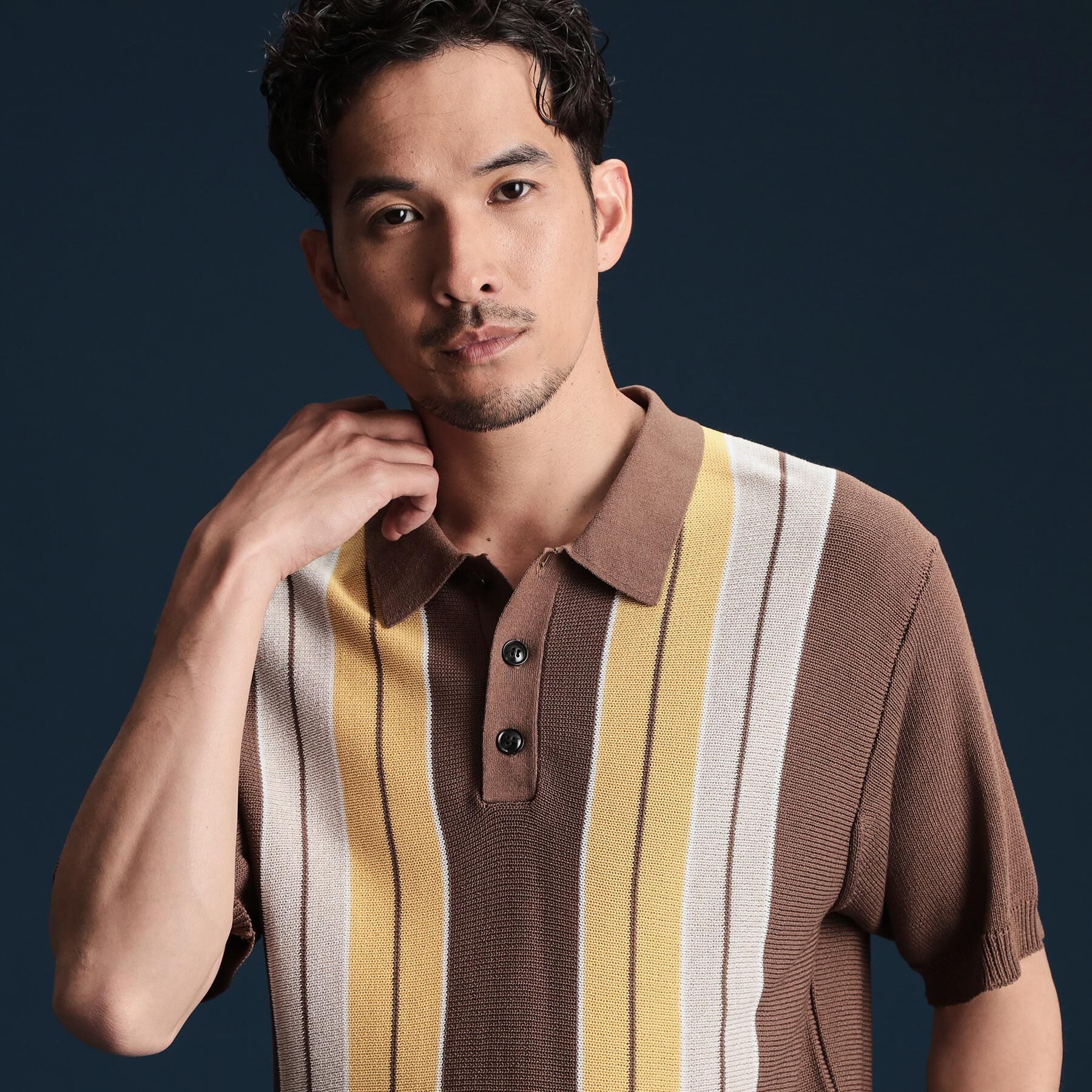 THE SHOP TK「【日本テレビ系　ダメマネ！出演　鈴木仁さん着用】マルチストライプニットポロシャツ」|ポロシャツ|