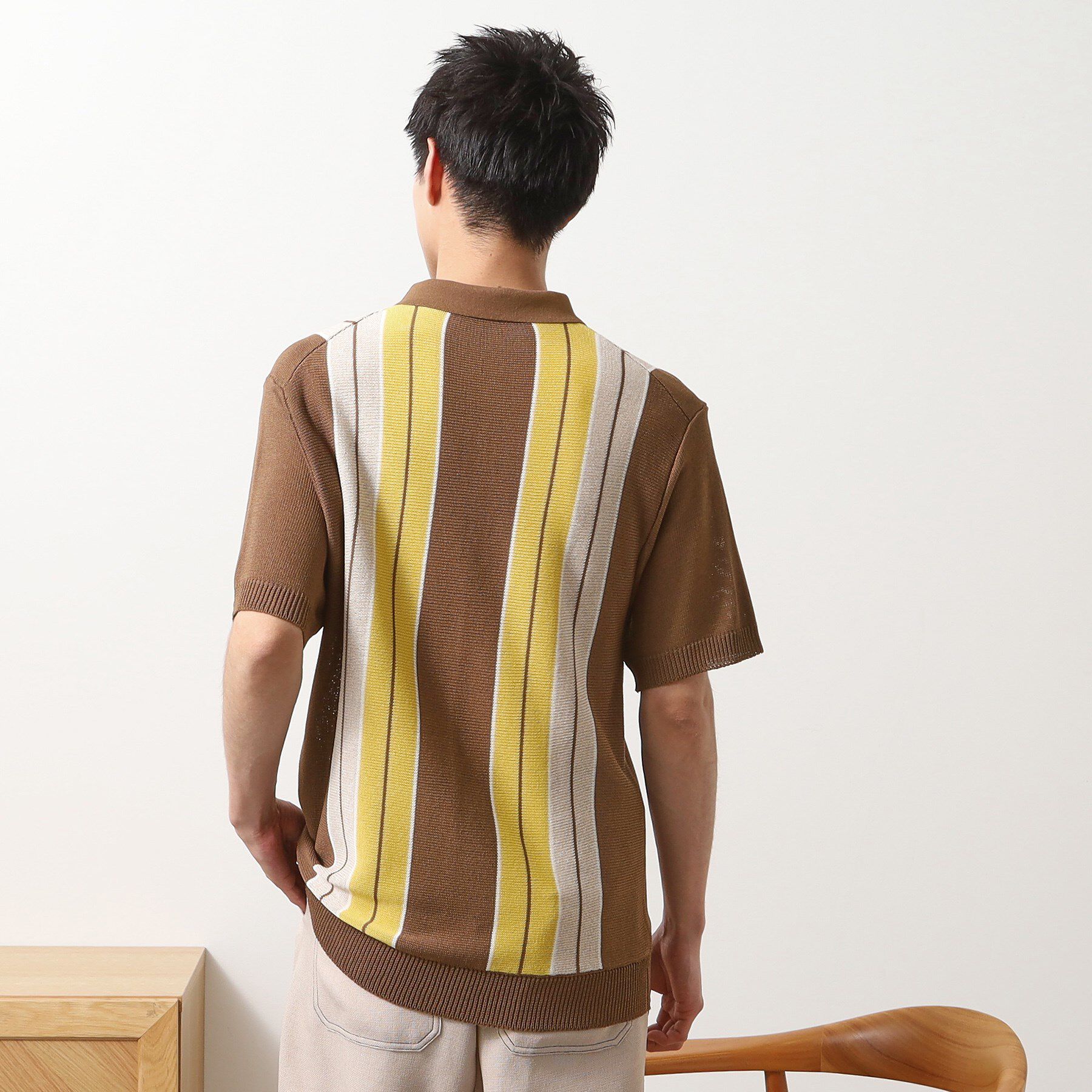 THE SHOP TK「【日本テレビ系　ダメマネ！出演　鈴木仁さん着用】マルチストライプニットポロシャツ」|ポロシャツ|