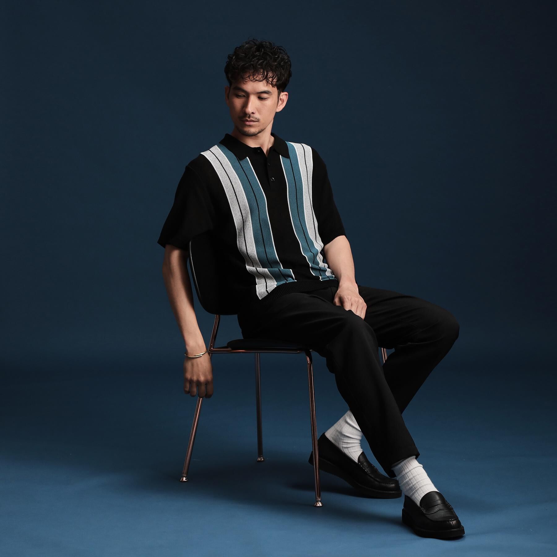 THE SHOP TK「【日本テレビ系　ダメマネ！出演　鈴木仁さん着用】マルチストライプニットポロシャツ」|ポロシャツ|