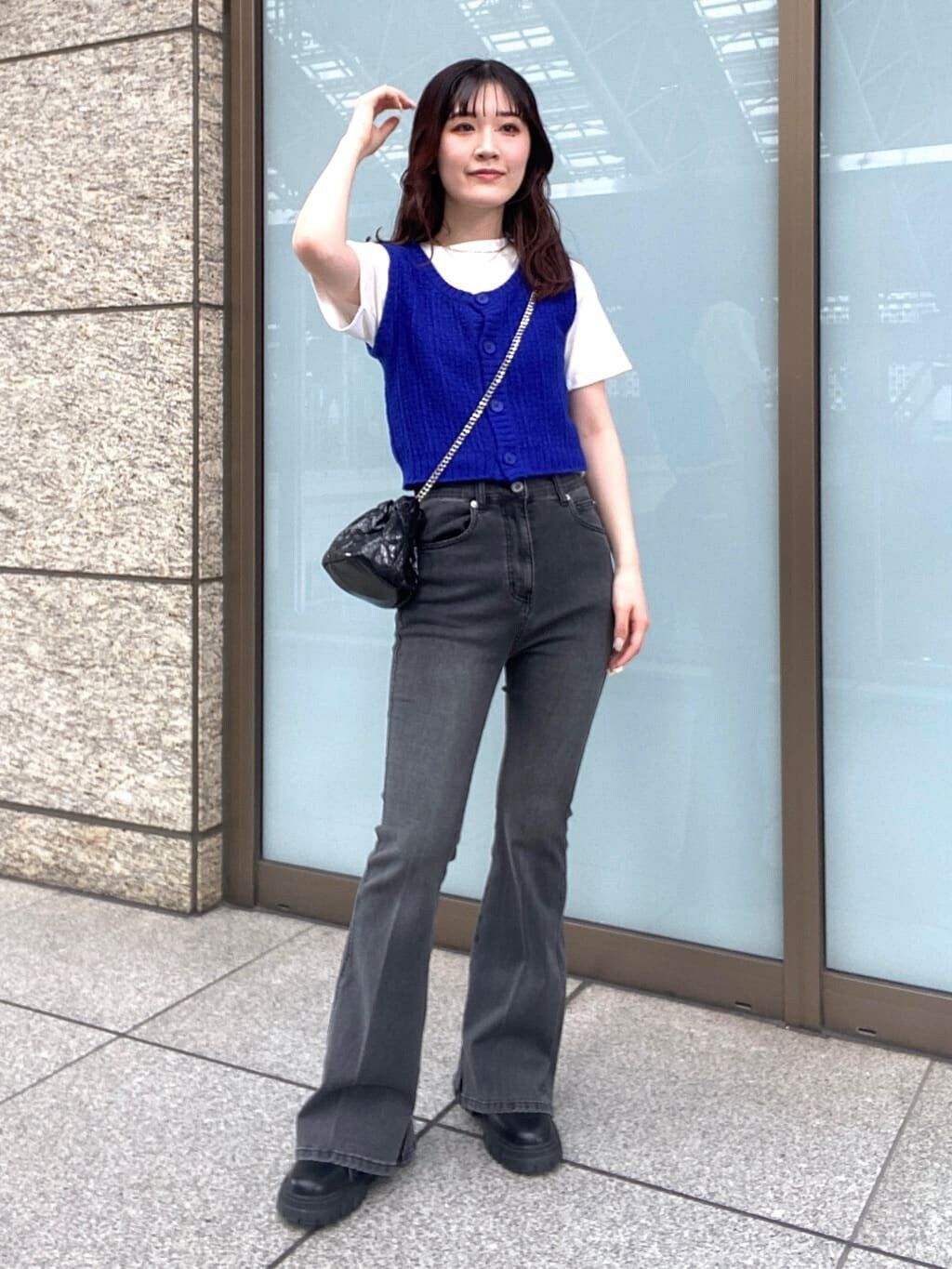  「[低身長サイズ/Sシリーズ]内スリットベルボトムデニムパンツ」|その他|