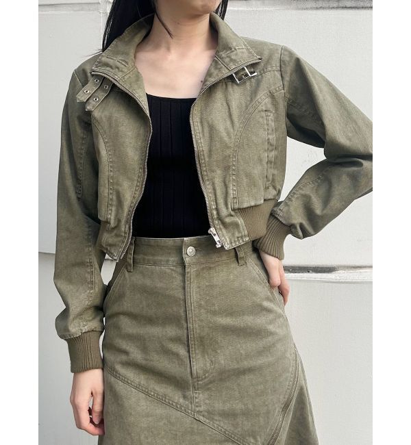 MURUA「ウォッシュスタンドネックショートブルゾン【セット販売対象】」|ブルゾン・スタジャン|