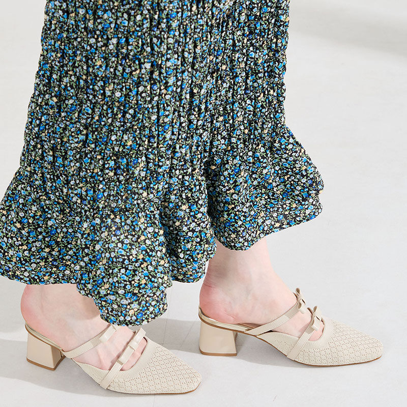 ORiental TRaffic「●2026春夏新作●ダブルリボンニットミュールパンプス/61111」|サンダル|