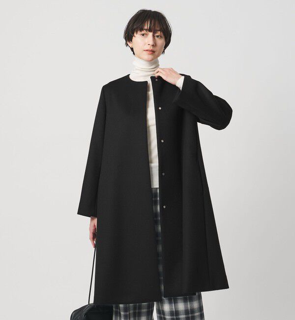 UNITED ARROWS「Aライン ミドルコート」|ノーカラーコート|