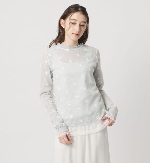 UNITED ARROWS「チュールフラワー カットソー ‐ウォッシャブル‐」|Tシャツ・カットソー|