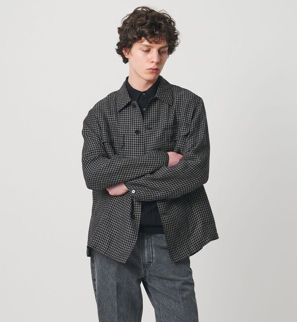 UNITED ARROWS「リネン/ナイロン チェック ユーティリティシャツ」|シャツ・ブラウス|