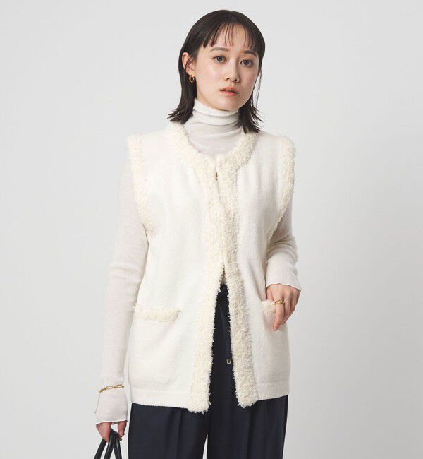 UNITED ARROWS green label relaxing「ブークレ&times;フリンジ ベスト ウォッシャブル」|ベスト・ジレ|OFF WHITE