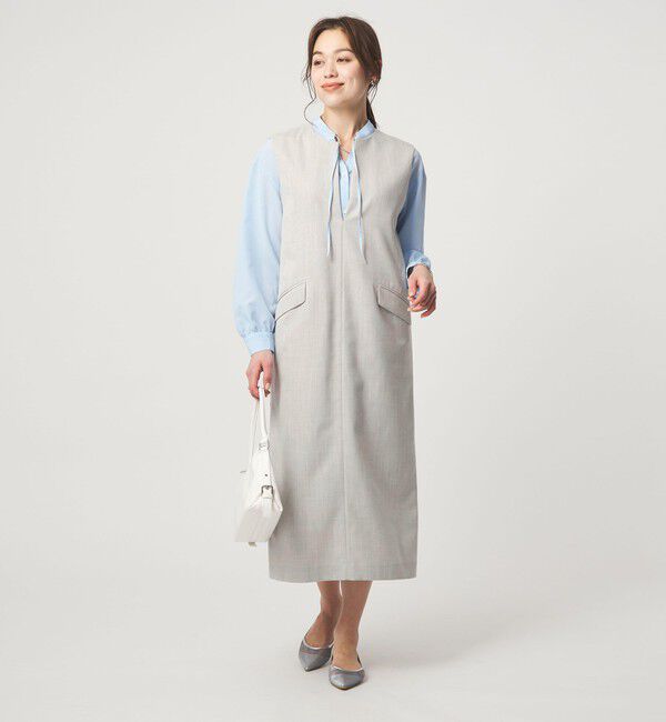 UNITED ARROWS green label relaxing「［size SHORTあり］リネンライク キーネック ジャンパースカート」|ジャンパースカート|