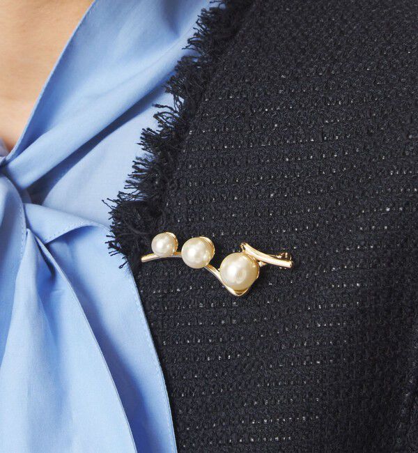 UNITED ARROWS green label relaxing「フェイクパール＆バー ブローチ」|ブローチ・コサージュ|